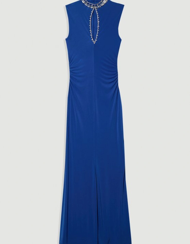 Embellished Jersey Crepe Maxi Dress