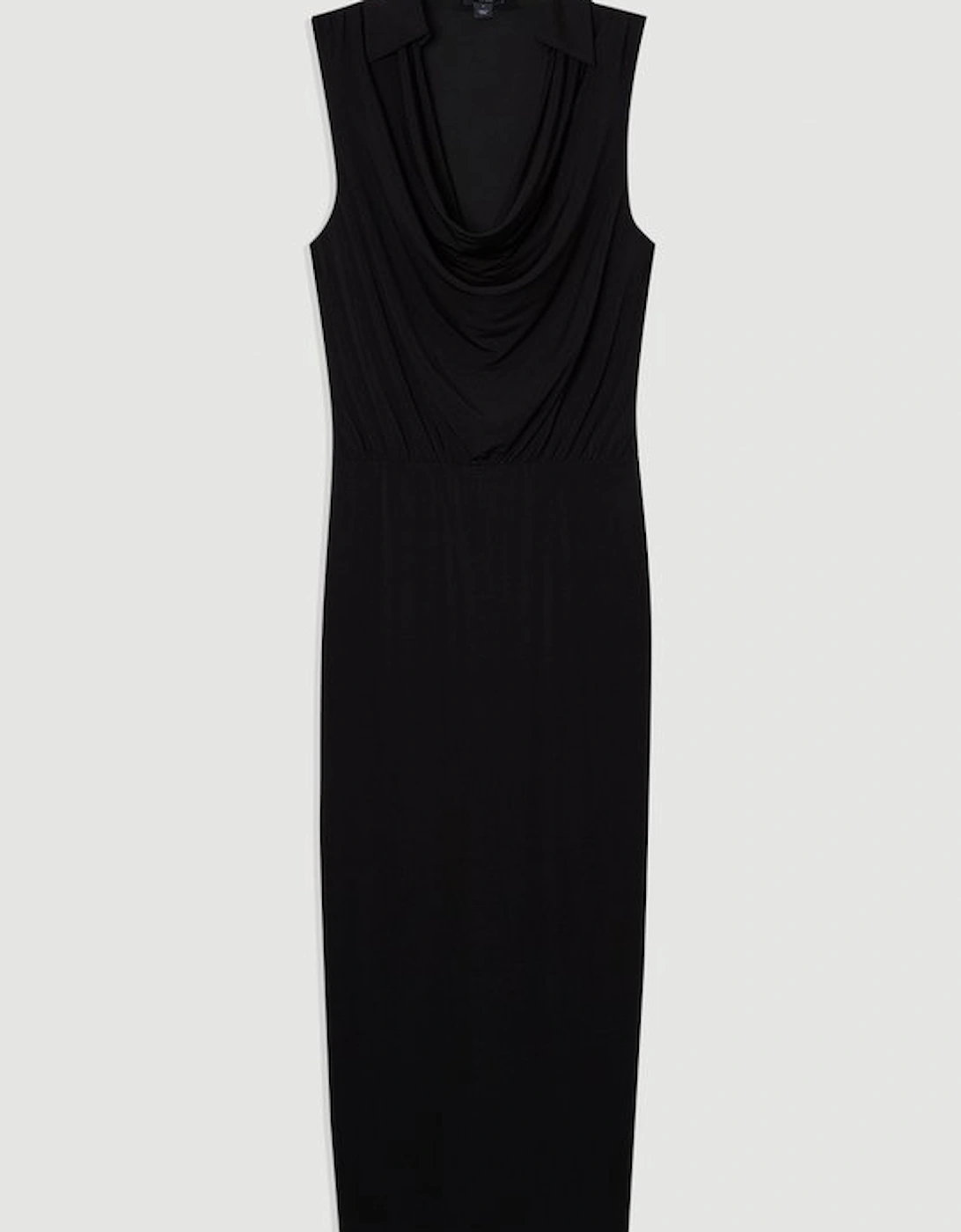 Drape Collared Crepe Maxi Dress
