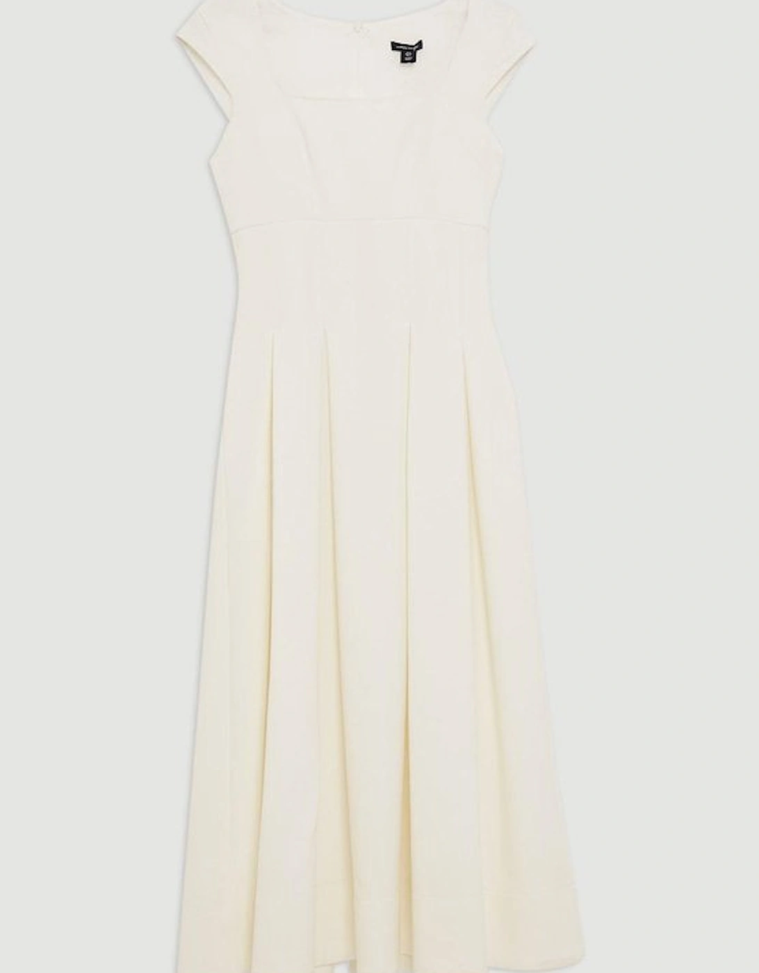 Clean Tailored Square Neck Full Skirted Midi Dress