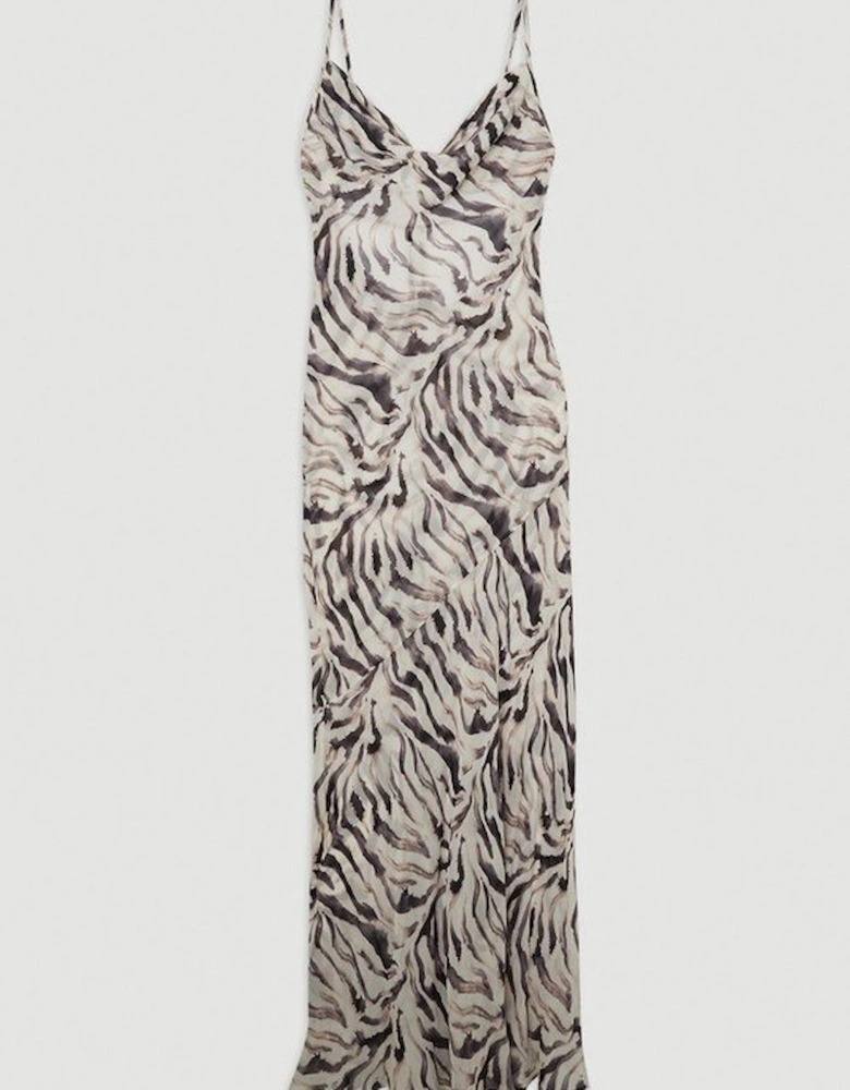 Animal Print Viscose Georgette Beach Slip Dress