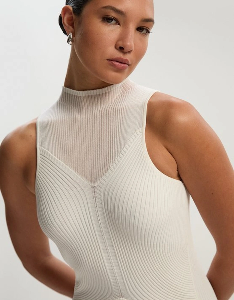 Sheer Yolk Knitted Midi Dress