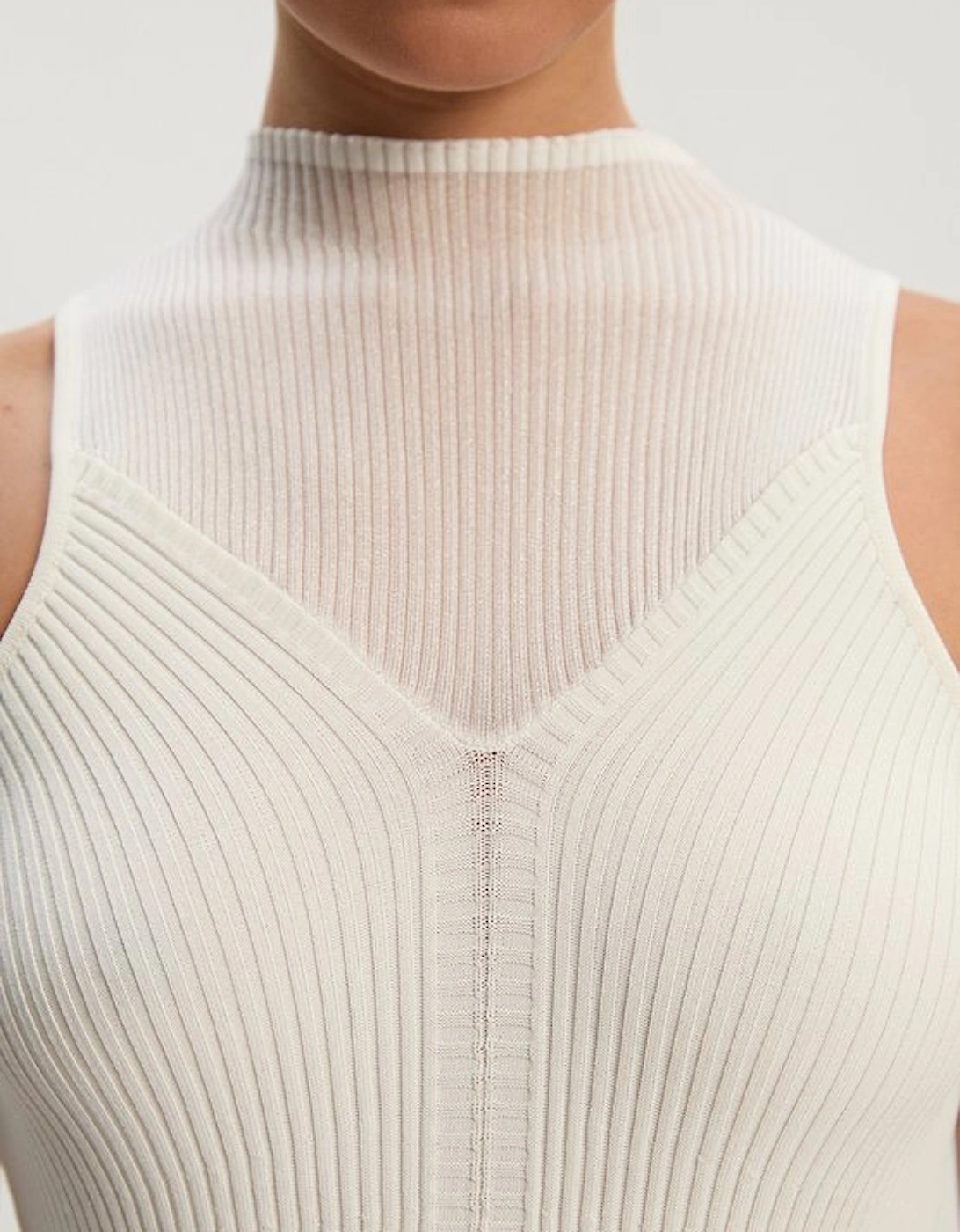 Sheer Yolk Knitted Midi Dress