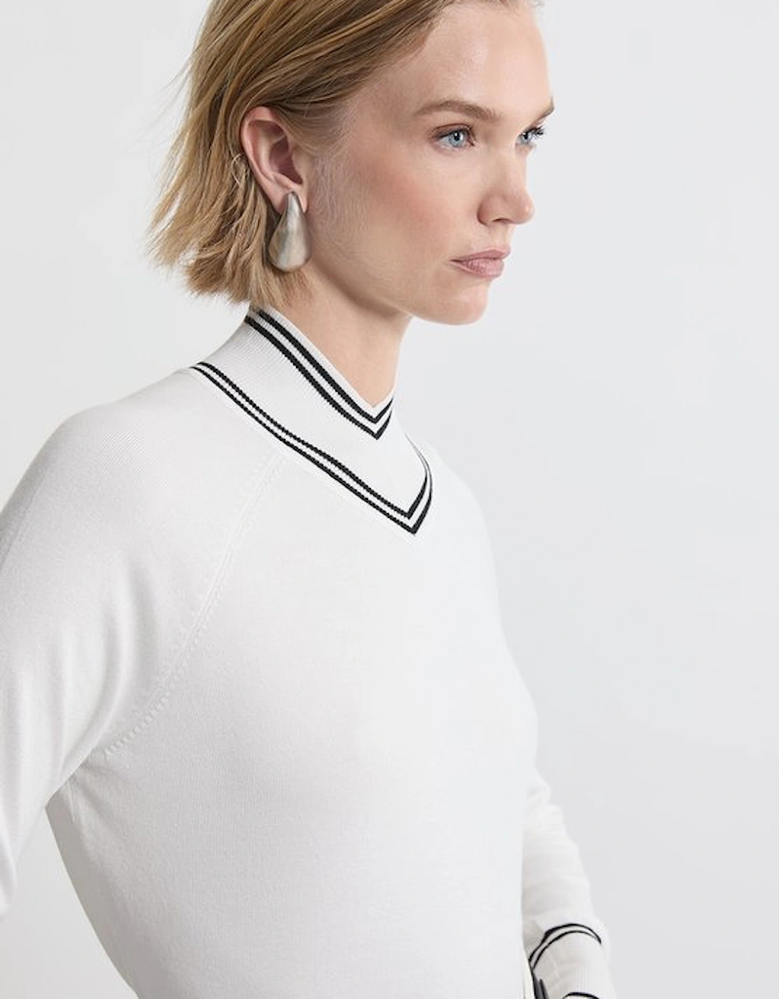 Viscose Blend High Neck Knit Jumper