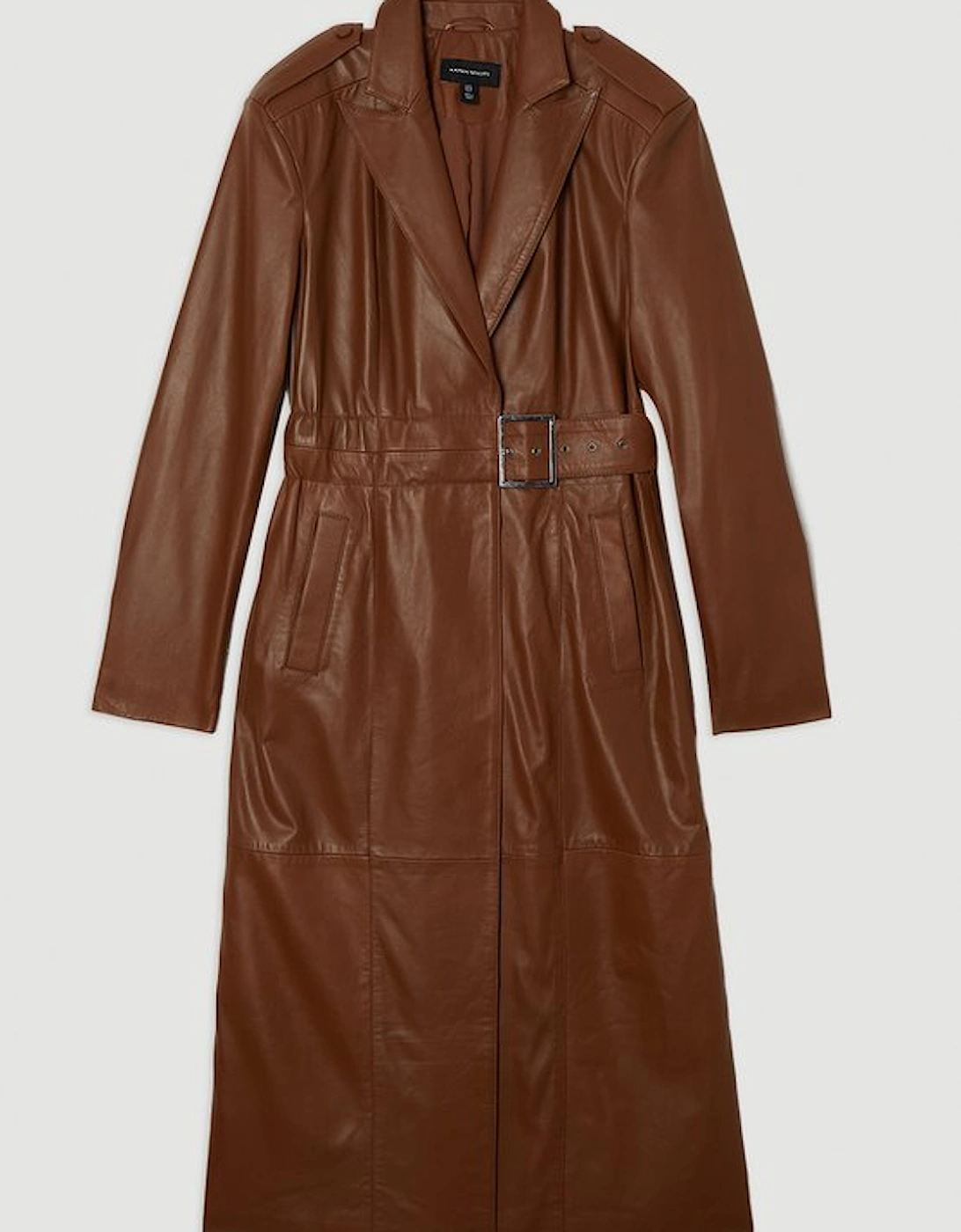 Leather Tailored Belted Coat