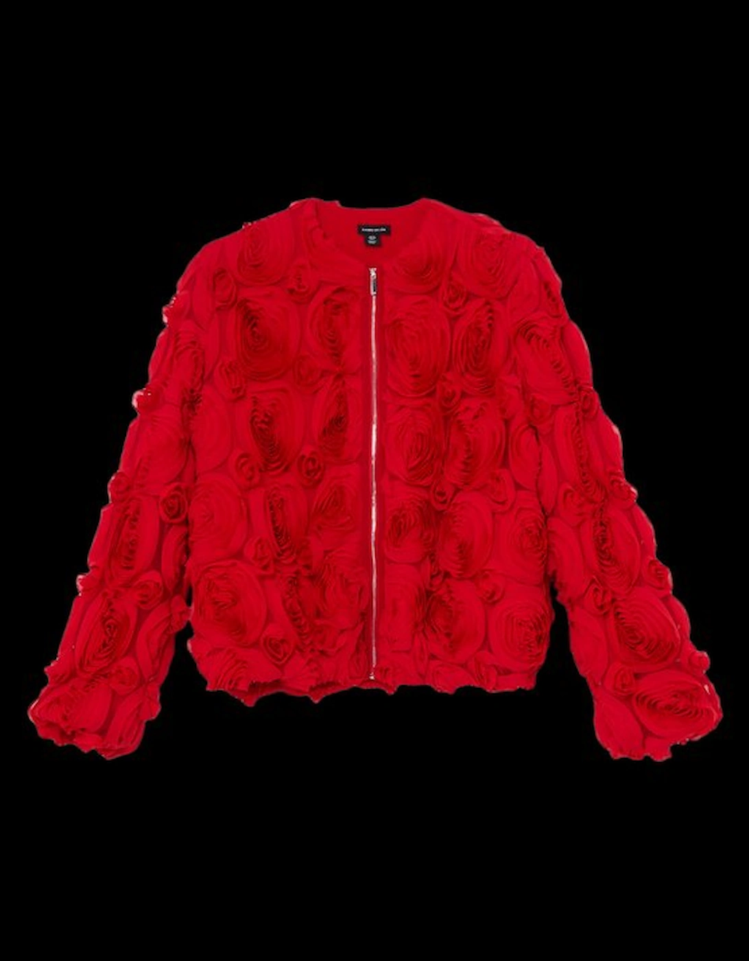 Crinkle Rosette Woven Bomber Jacket