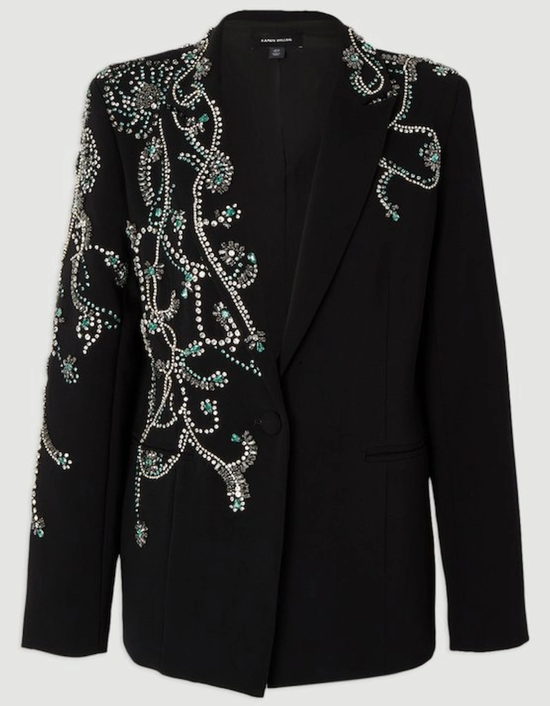 Crystal Embellished Tailored Single Breasted Blazer