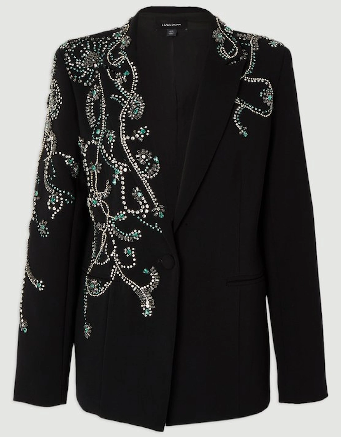 Crystal Embellished Tailored Single Breasted Blazer