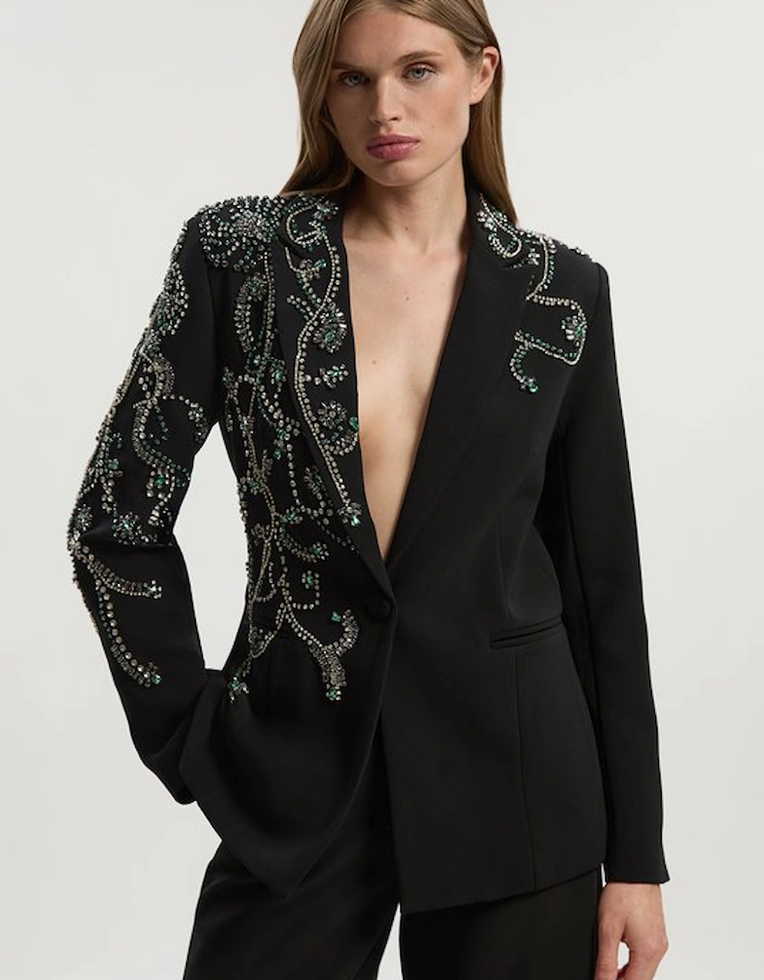 Crystal Embellished Tailored Single Breasted Blazer, 5 of 4