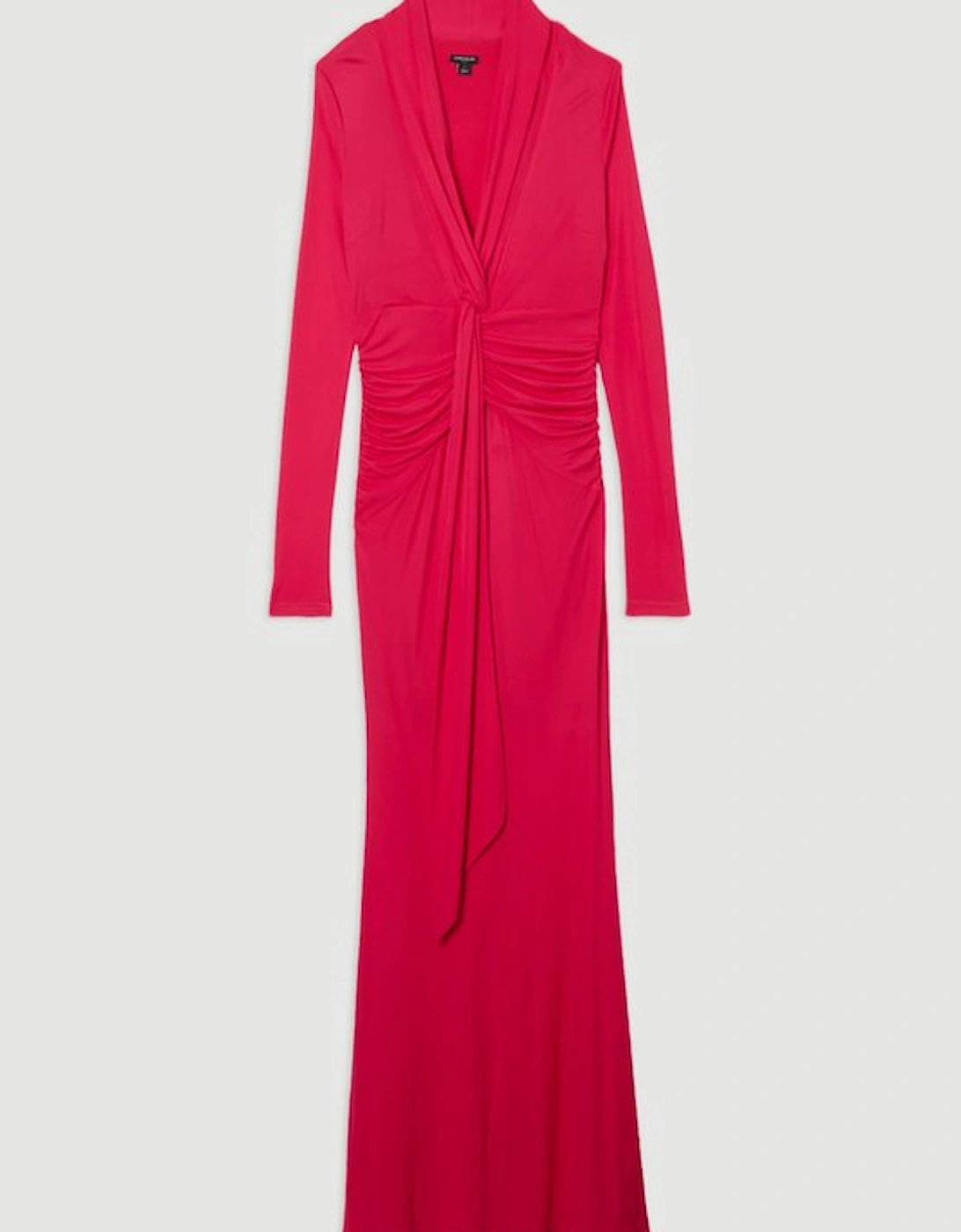 Premium Stretch Crepe Jersey Plunge Neck  Maxi Dress