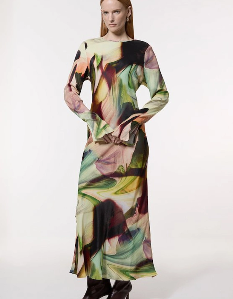 Printed Satin Woven Maxi Dress