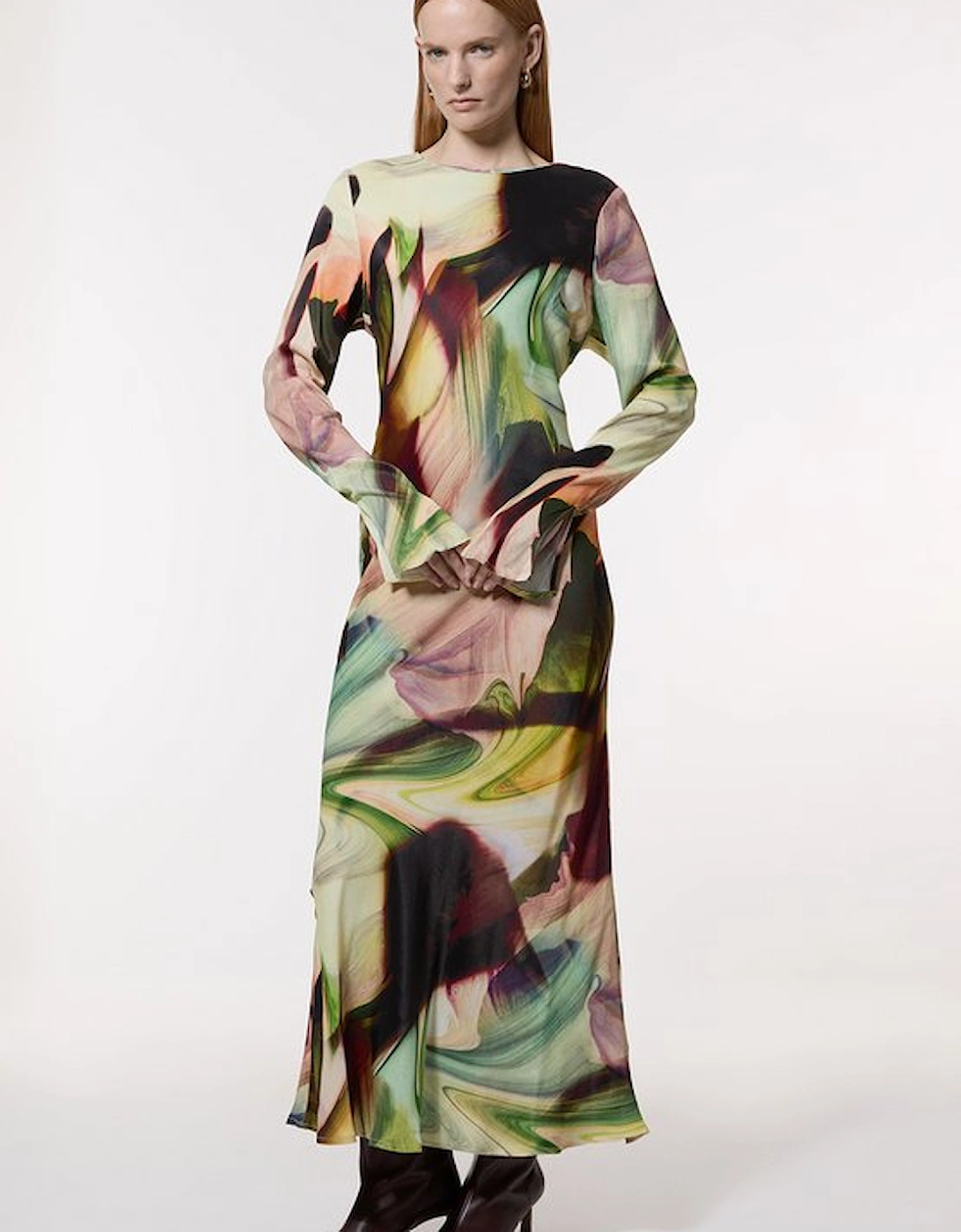 Printed Satin Woven Maxi Dress, 5 of 4