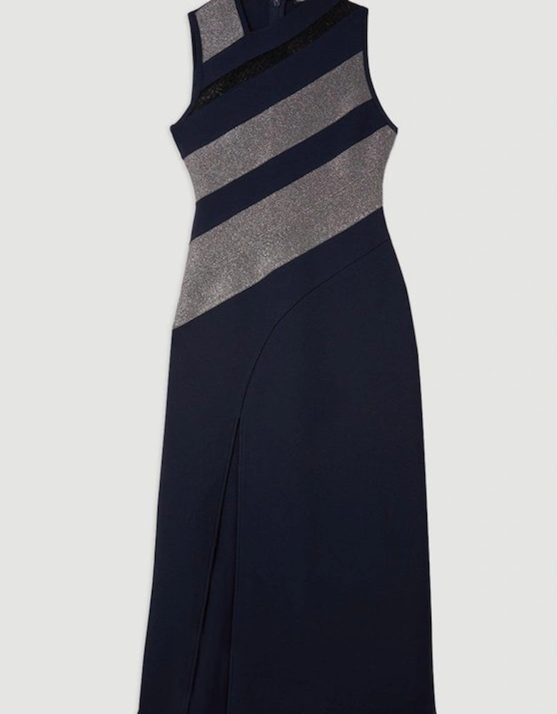 Figure Form Bandage Lace Detail Sleeveless Knit Maxi Dress