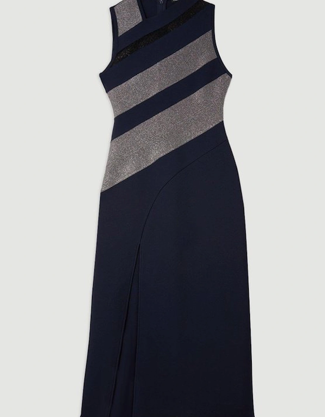 Figure Form Bandage Lace Detail Sleeveless Knit Maxi Dress