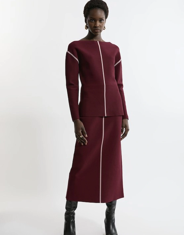 Milano Knit Front Split Midi Skirt