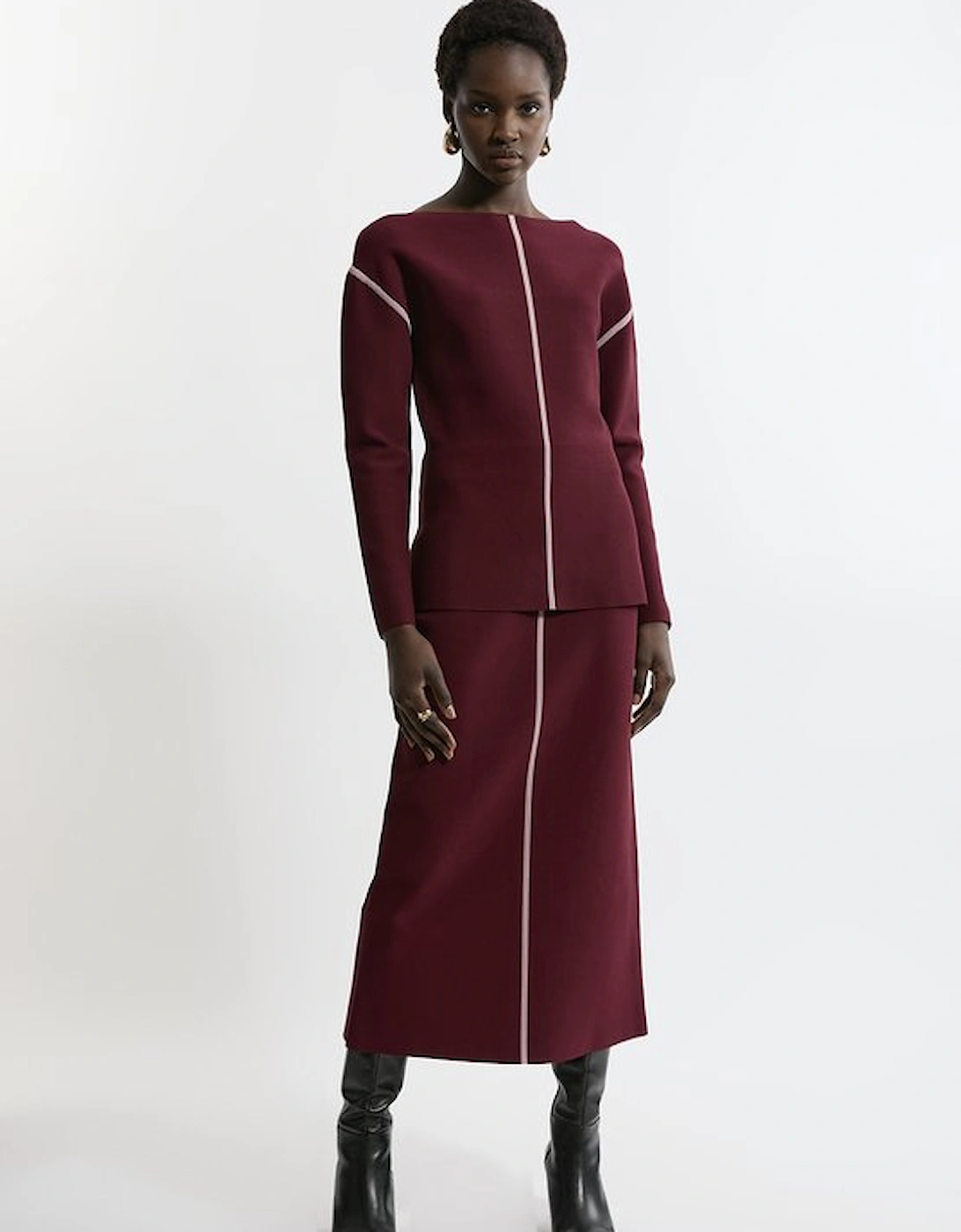 Milano Knit Front Split Midi Skirt, 5 of 4
