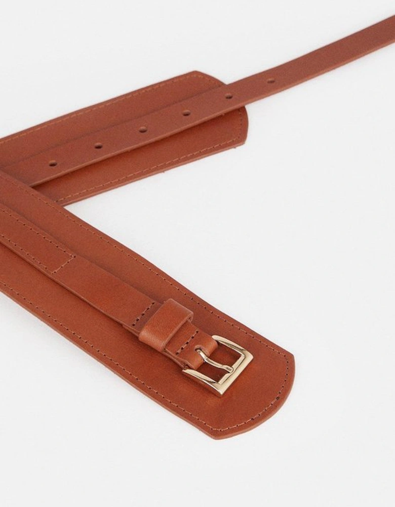 Leather Buckle Trim Belt