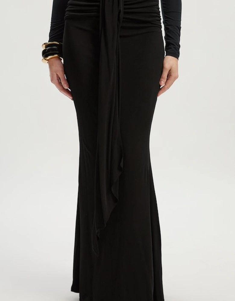 Premium Stretch Crepe Jersey Maxi Skirt