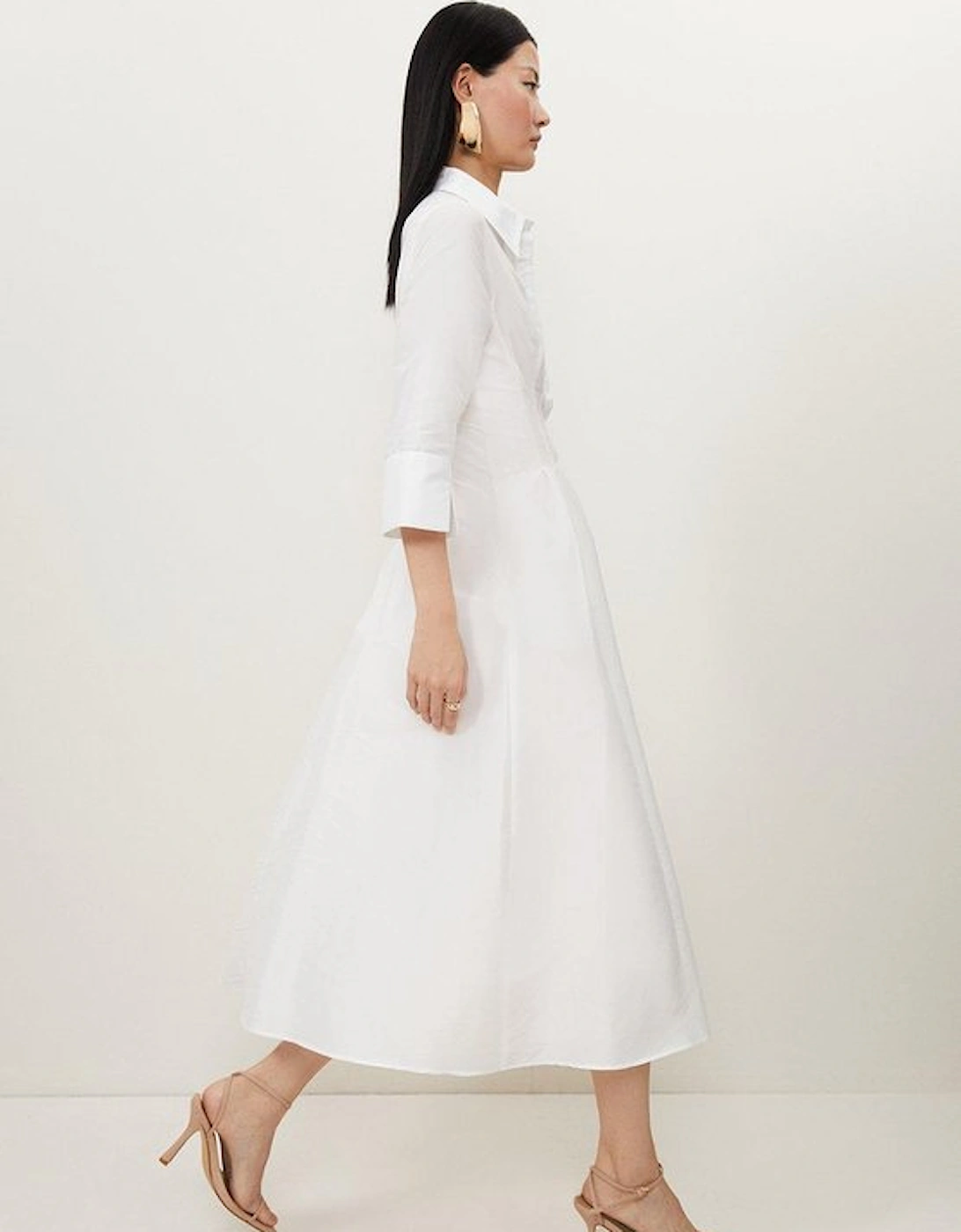 Lydia Millen Tailored Taffeta Darted Waist Midi Dress