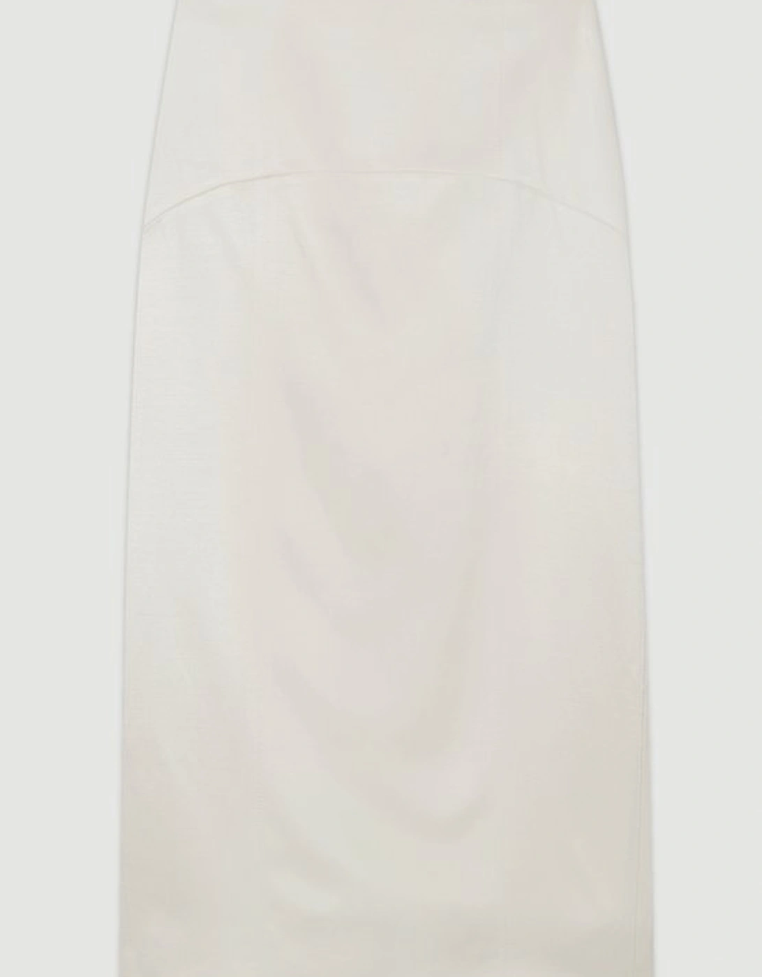 Premium Viscose Linen Tailored Column Midi Skirt