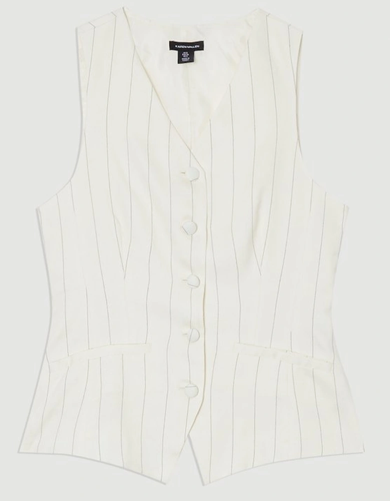 Premium Linen Viscose Pinstripe Tailored Waistcoat