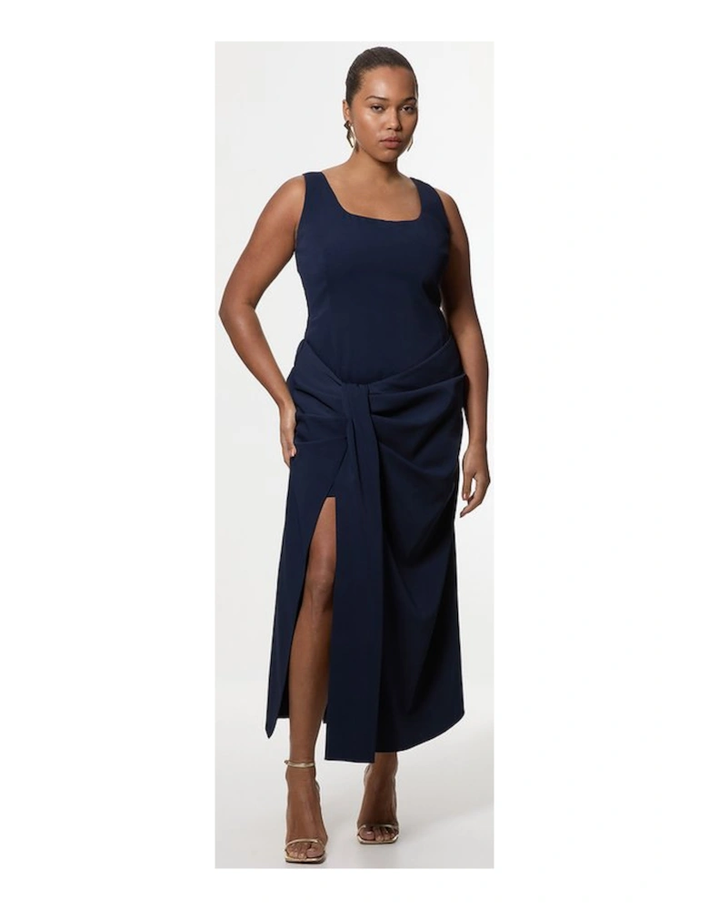 Plus Soft Tailored Waist Drape Corset Maxi Dress