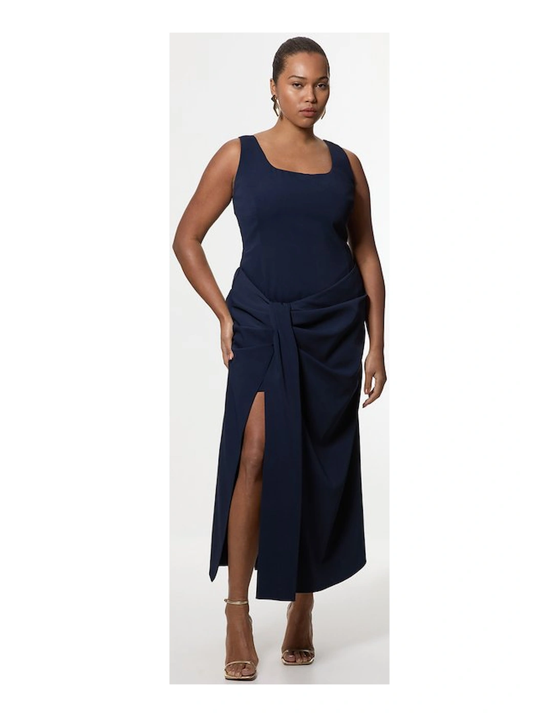 Plus Soft Tailored Waist Drape Corset Maxi Dress, 5 of 4