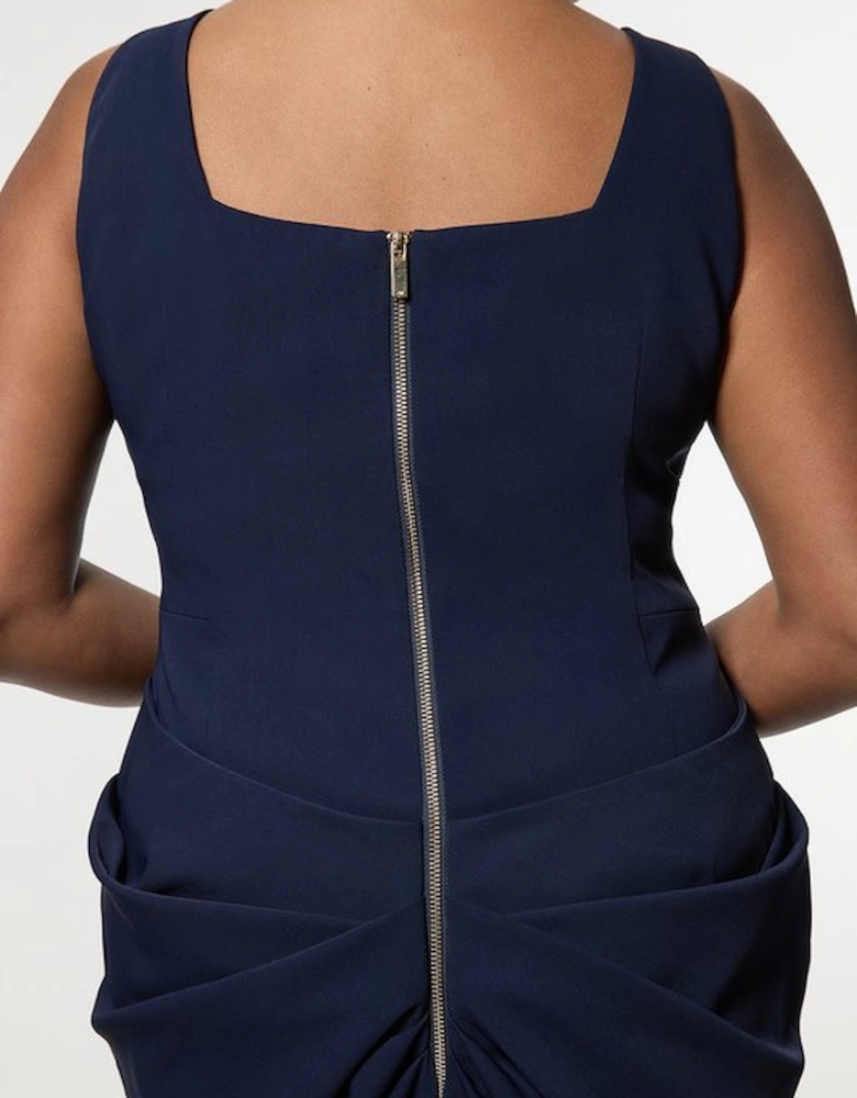 Plus Soft Tailored Waist Drape Corset Maxi Dress