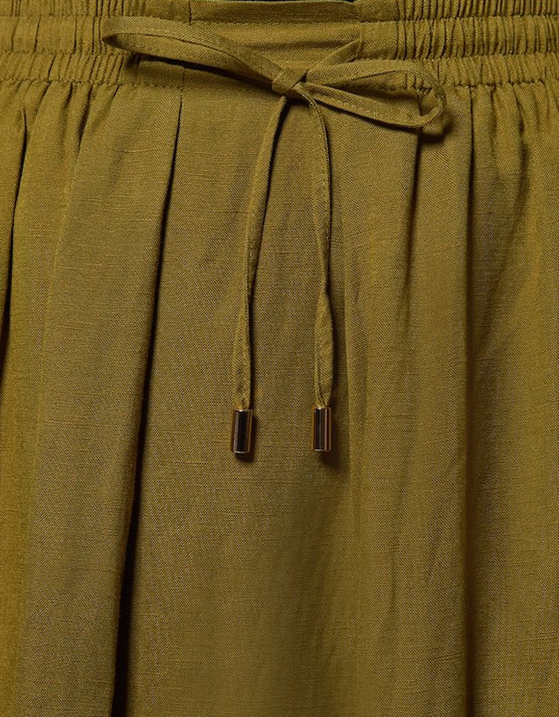 Plus Size Viscose Linen Tie Waist Woven Full Maxi Skirt