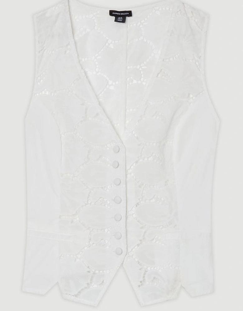 Cotton Cutwork Woven Waistcoat