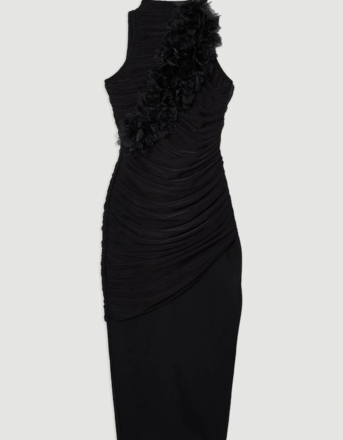 Gathered Fabric Bandage Knitted Maxi Dress