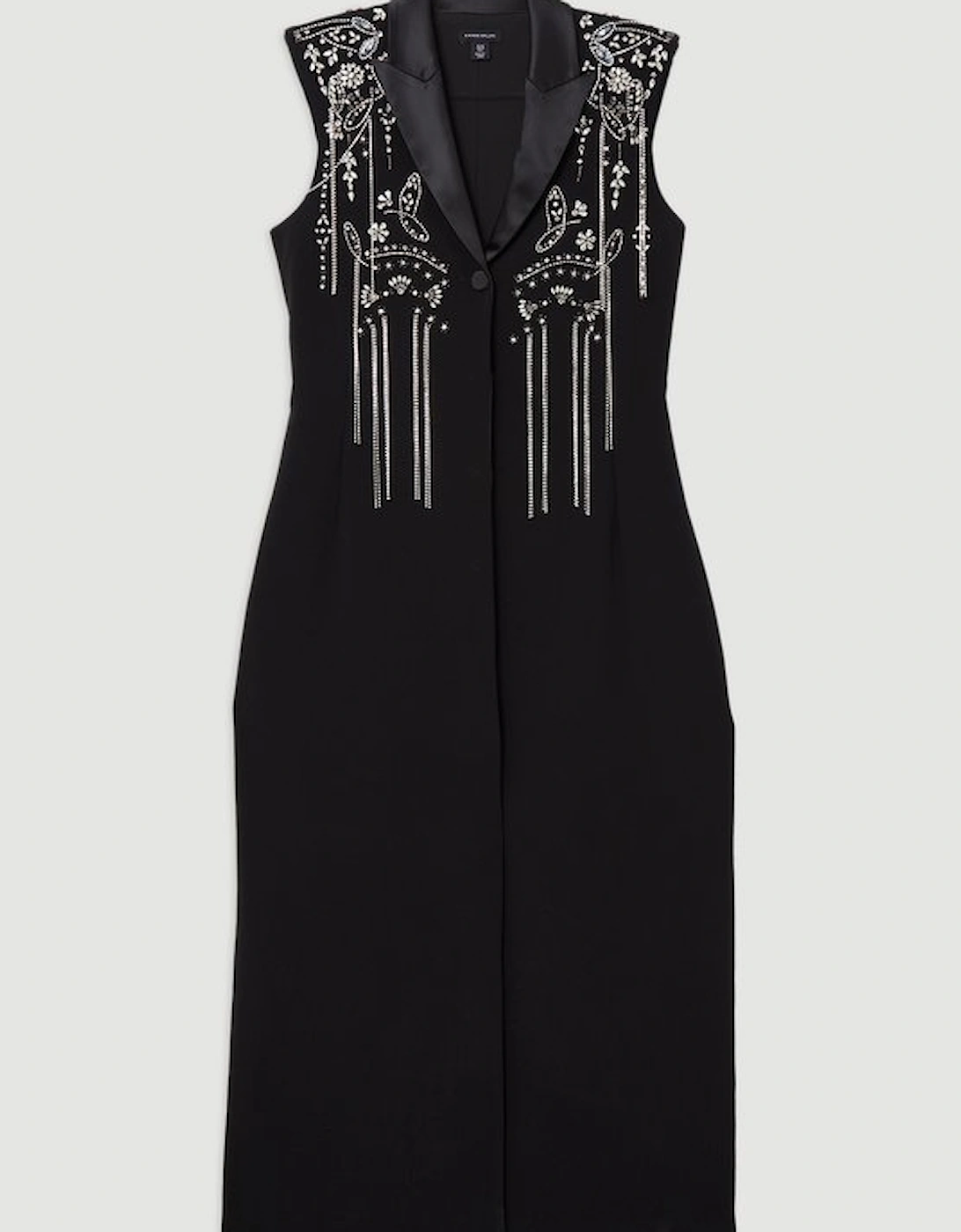 Tall Embellished Detail Plunge Collared Woven Maxi Dress