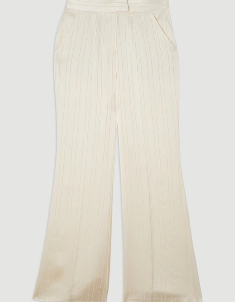 Premium Satin Pinstripe Tailored Straight Leg Trouser