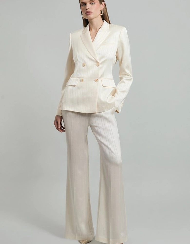 Premium Satin Pinstripe Tailored Straight Leg Trouser