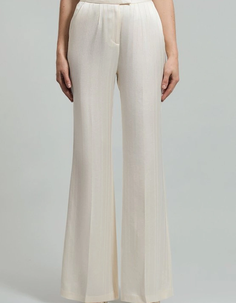 Premium Satin Pinstripe Tailored Straight Leg Trouser
