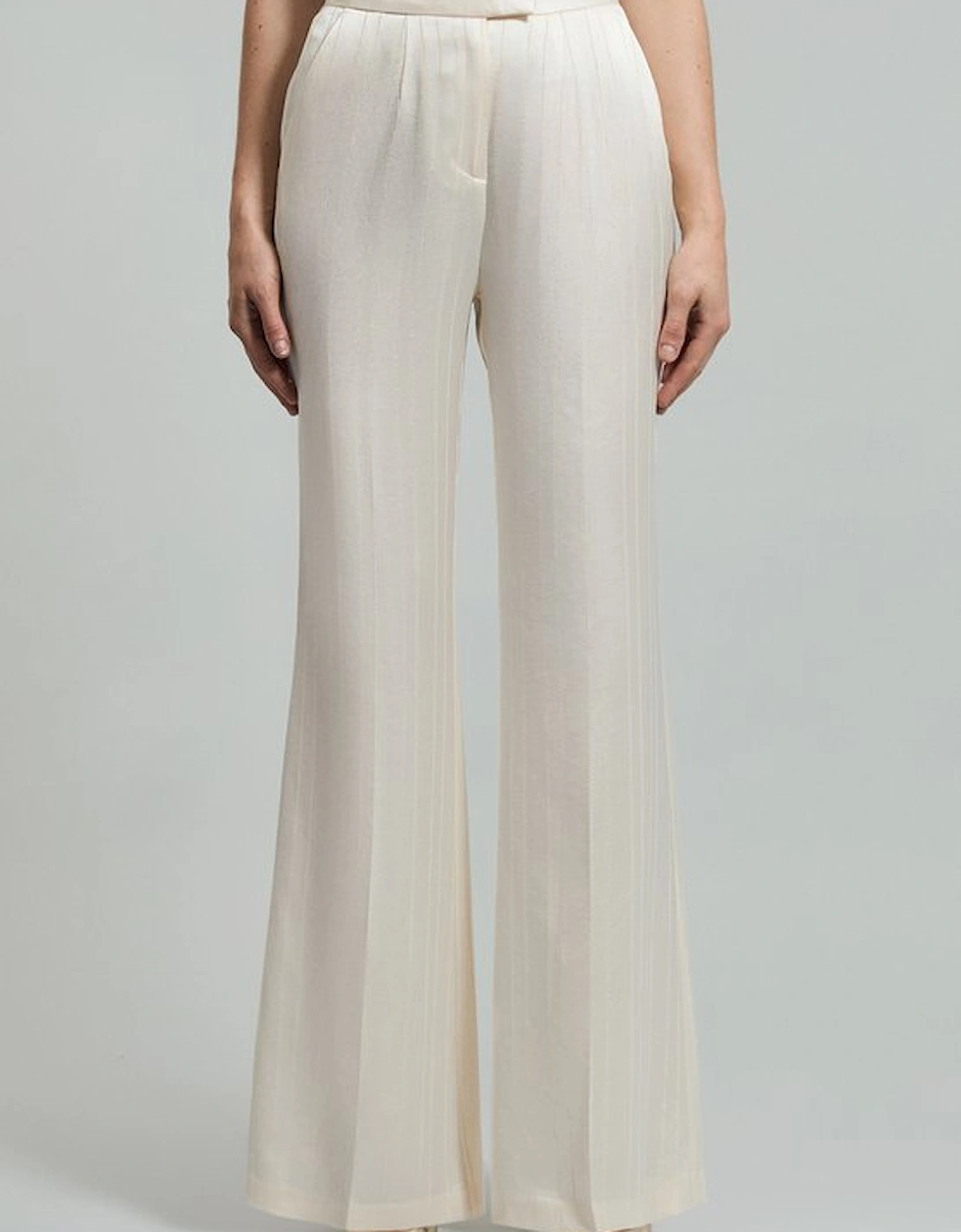 Premium Satin Pinstripe Tailored Straight Leg Trouser