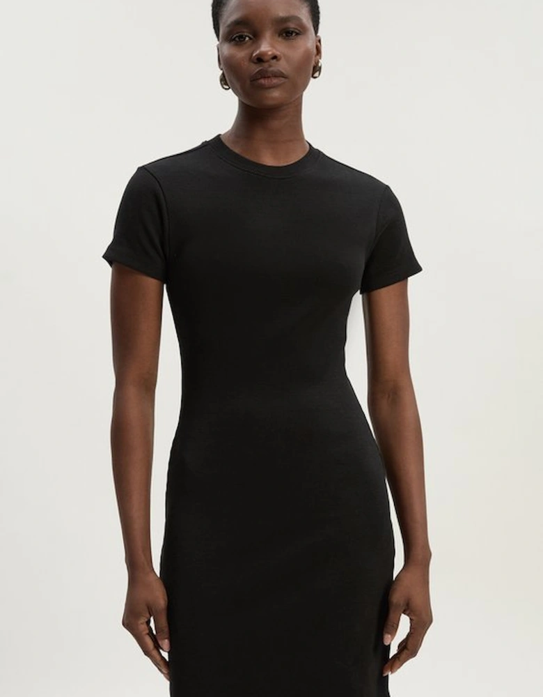 Compact Jersey Ribbed T-Shirt Mini Dress