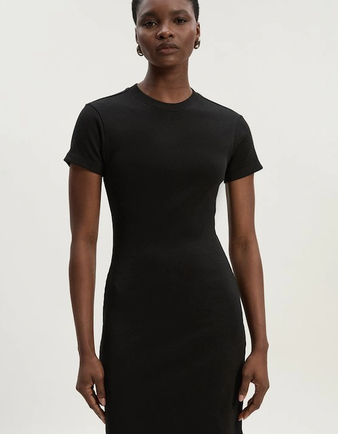 Compact Jersey Ribbed T-Shirt Mini Dress