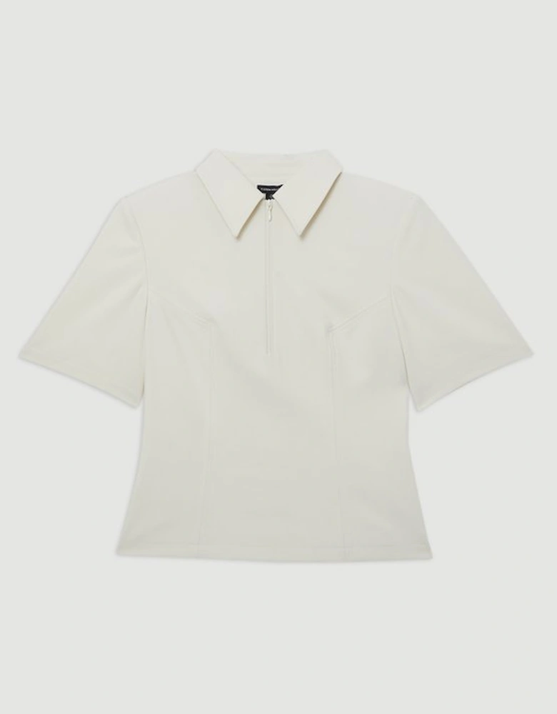 Compact Stretch Essential Tailored Collar Top