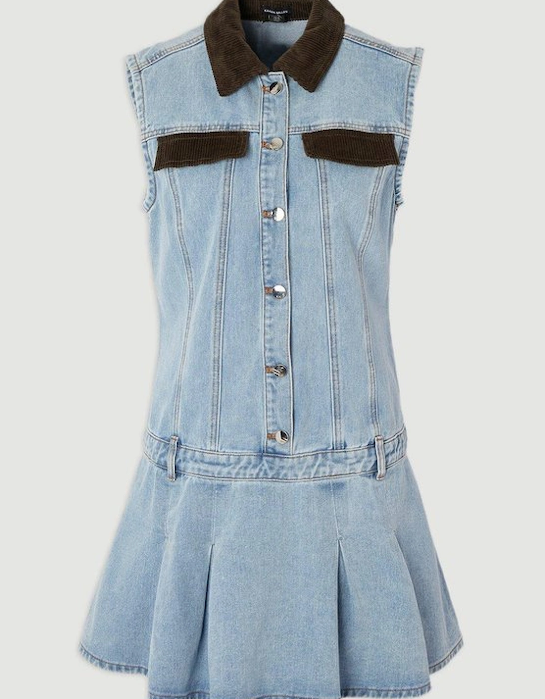 Denim and Cord Mix Mini Dress