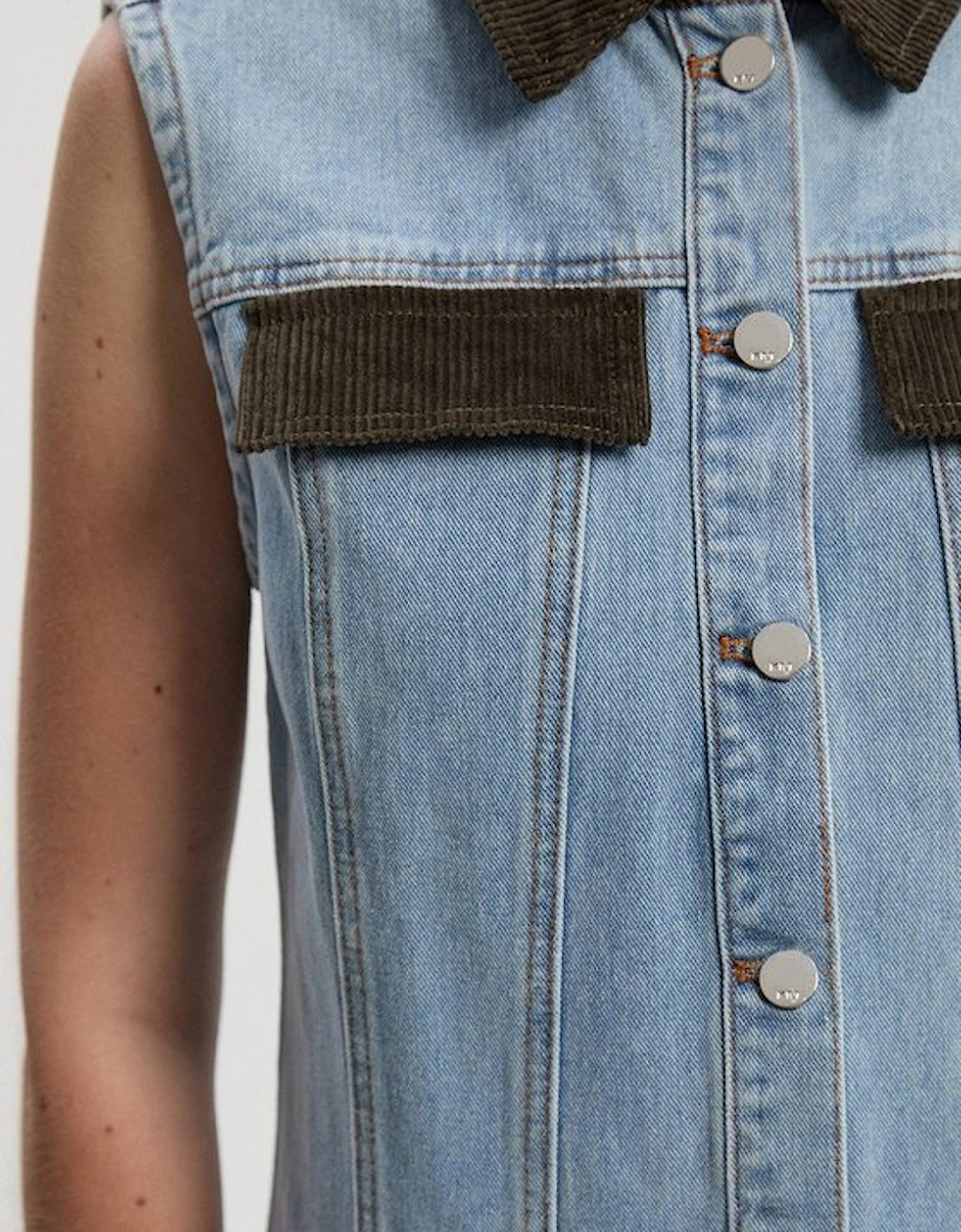Denim and Cord Mix Mini Dress