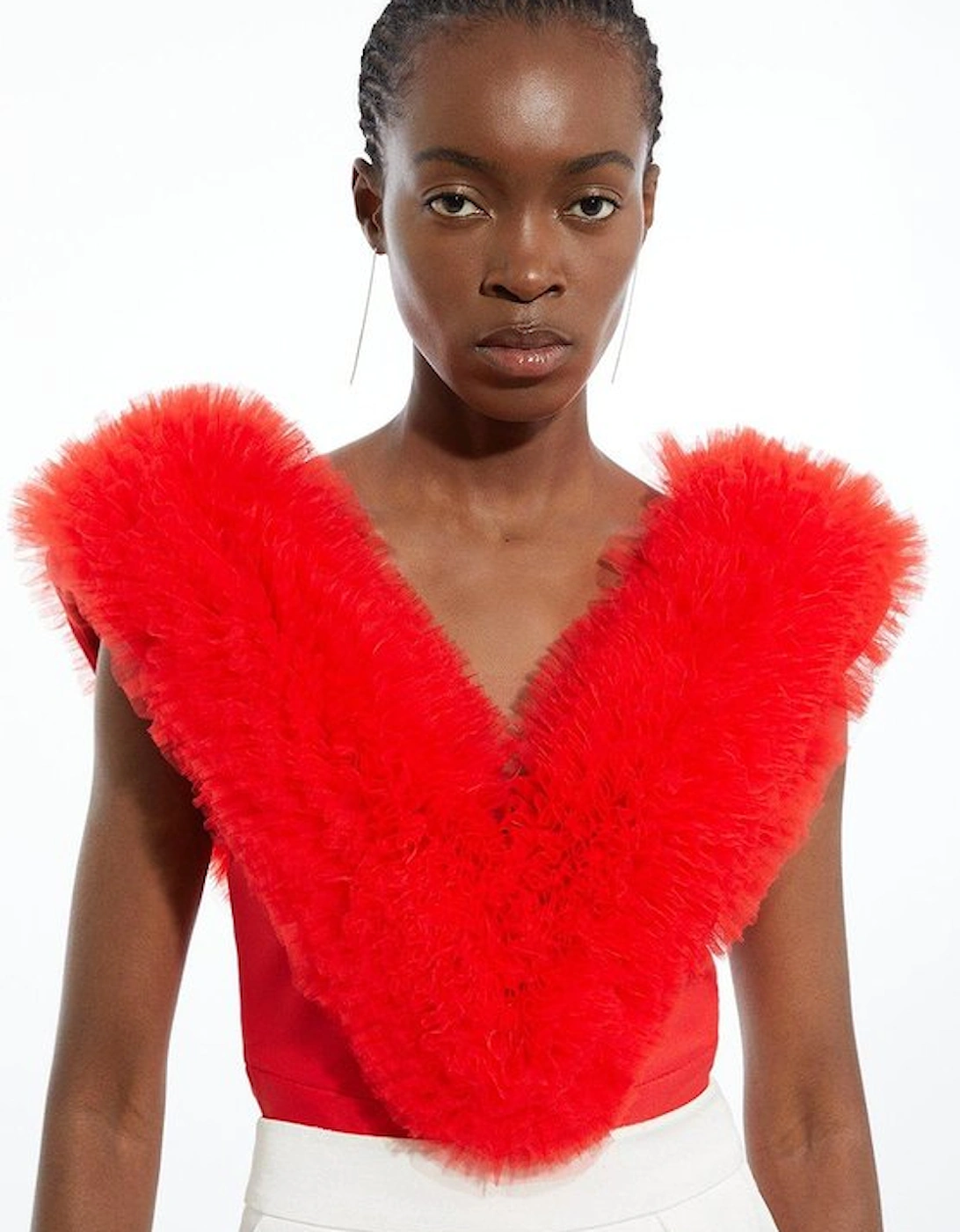 Bandage Figure Form Knit Tulle Detail Bodysuit, 5 of 4