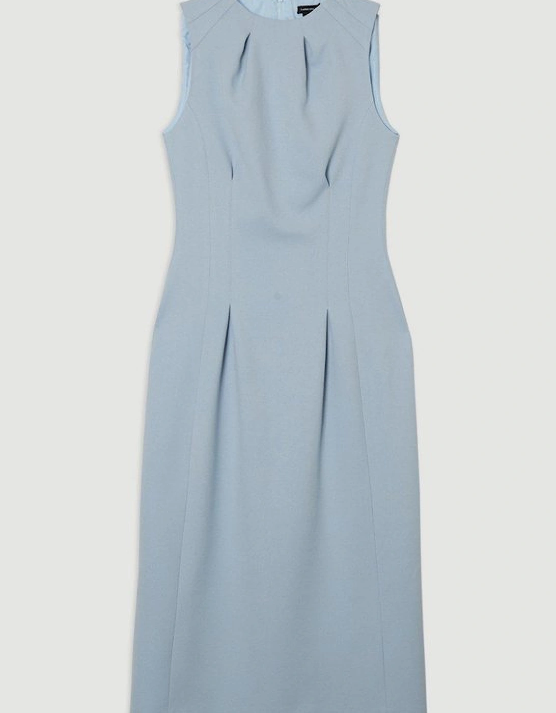 Structured Crepe Sleeveless Tailored Pencil Midi Dress