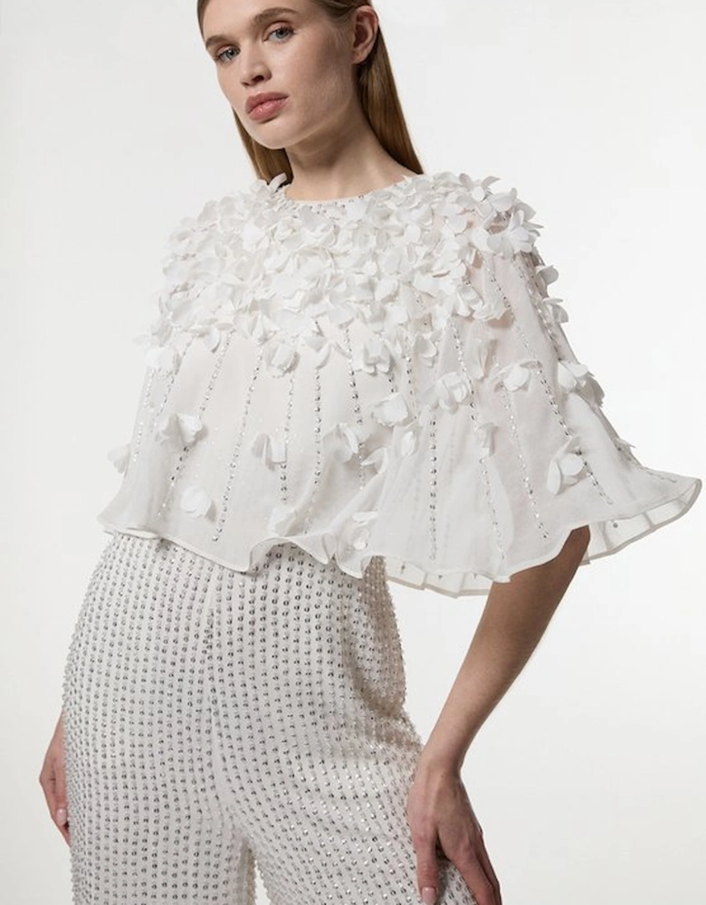 Crystal Applique Angel Sleeve Woven Jumpsuit