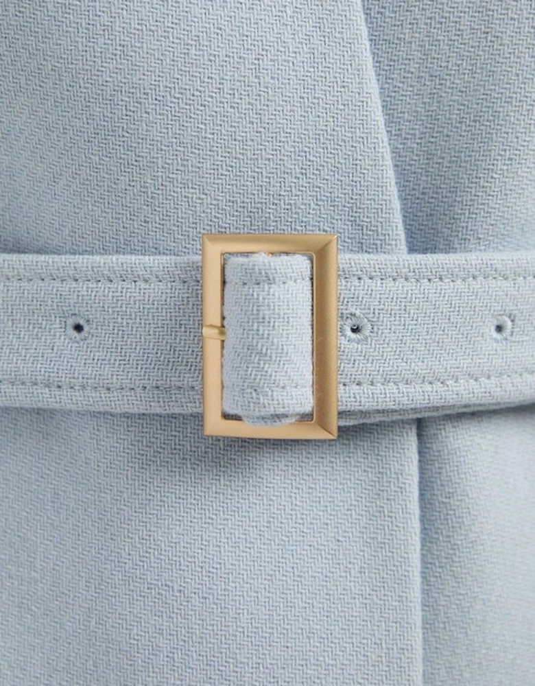 Wool Investment Notch Neck Belted Detail Tailored Maxi Coat