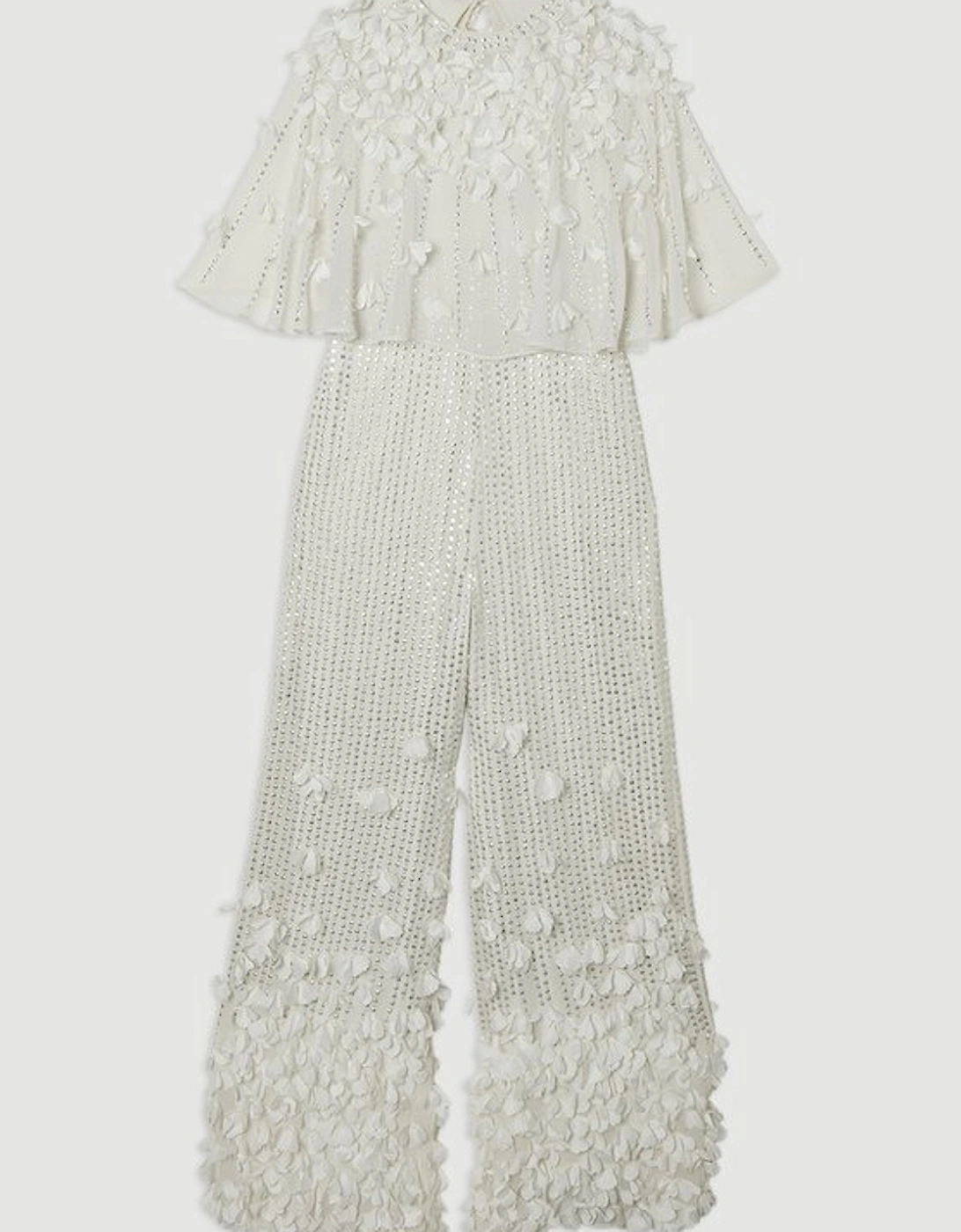 Crystal Applique Angel Sleeve Woven Jumpsuit