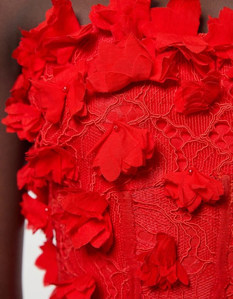 Petite Applique Lace Corset Woven Mini Dress