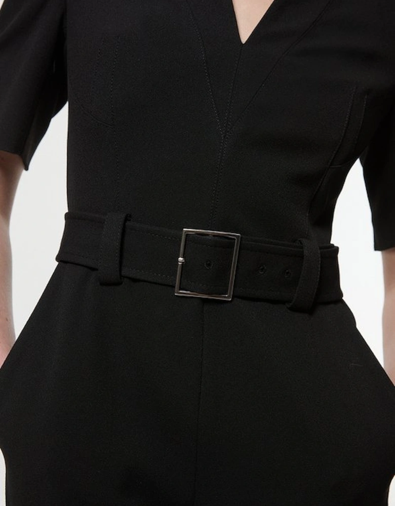 Tall Structured Crepe Forever Belted Jumpsuit