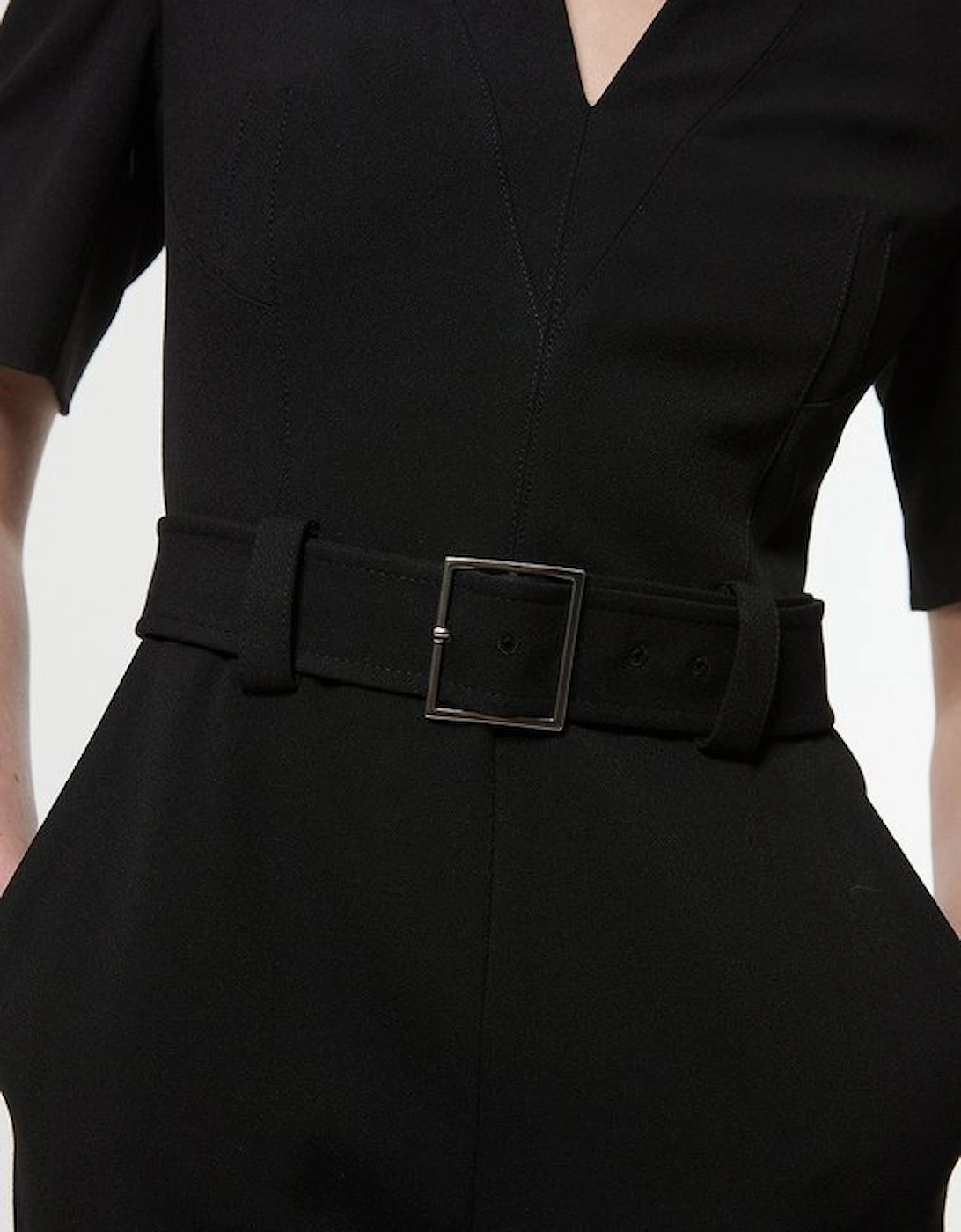 Tall Structured Crepe Forever Belted Jumpsuit