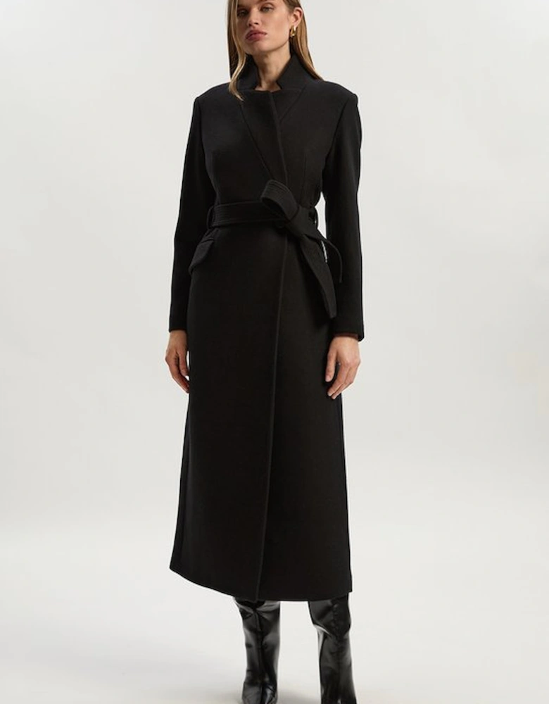 Wool Investment Notch Neck Tailored Maxi Coat