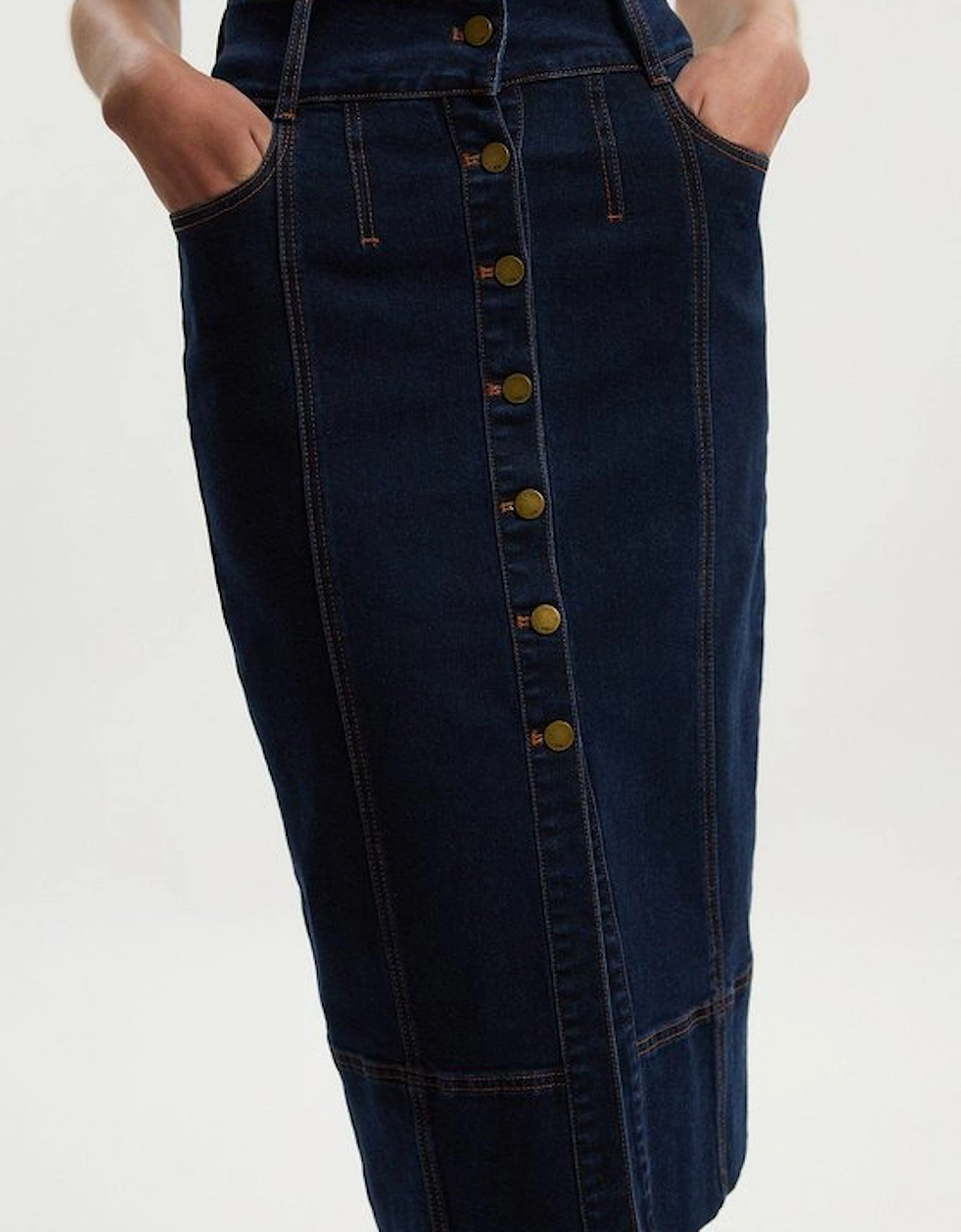 Petite Denim Corset Waist Detail Pencil Skirt